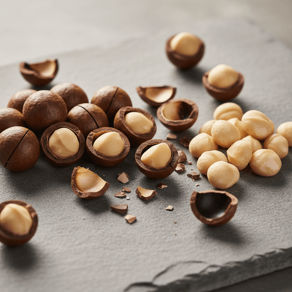 Macadamia nuts whole and cracked