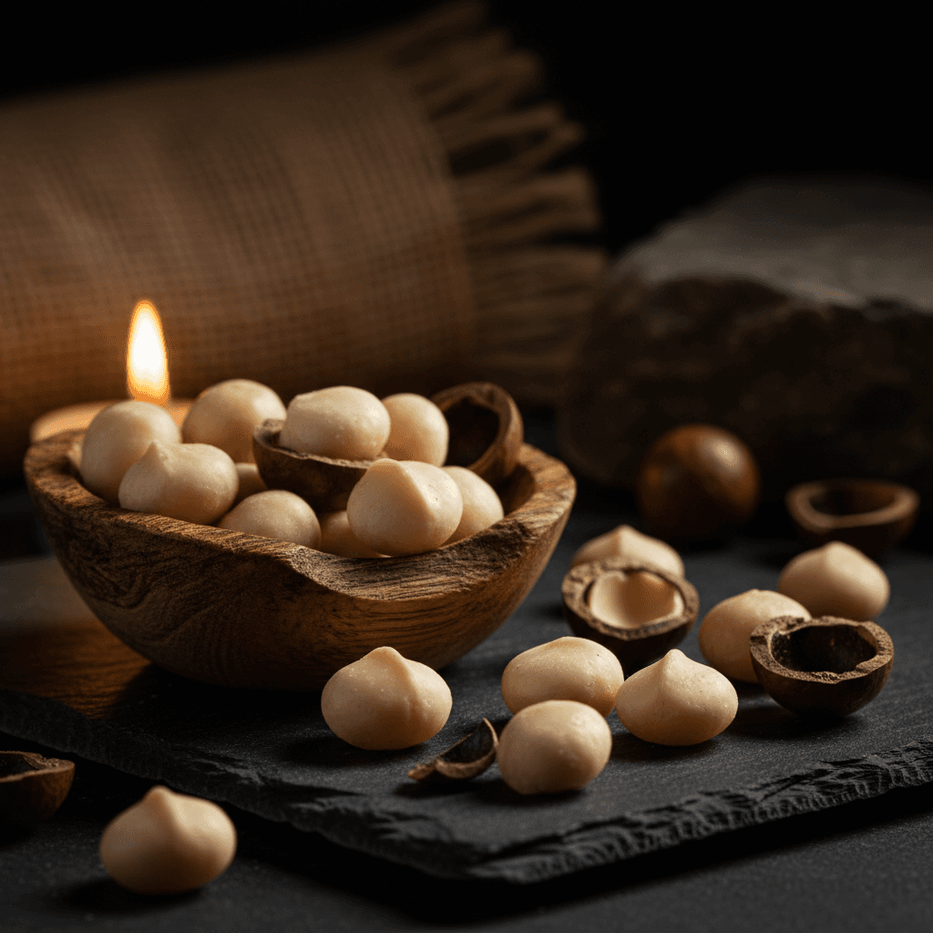 Premium macadamia kernels in detail