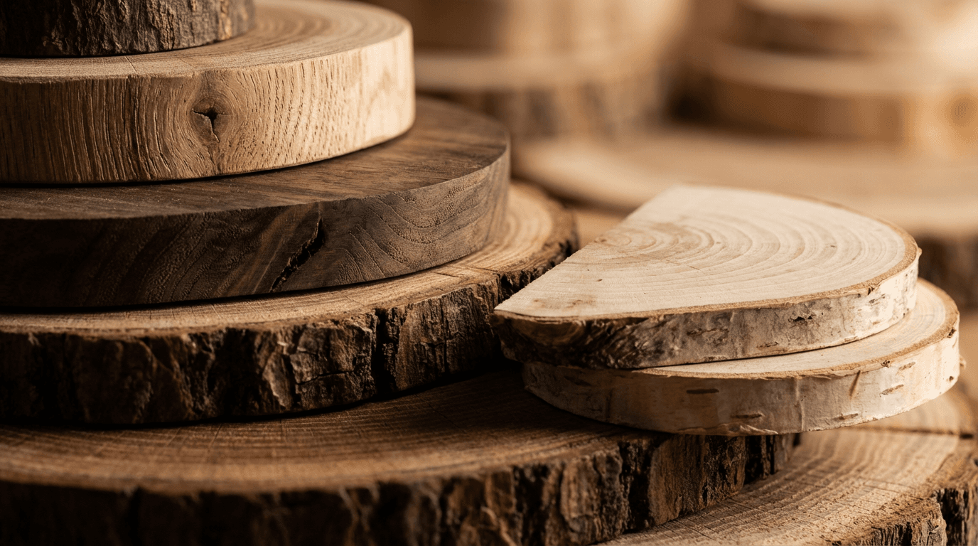 Macadamia kernels displayed on wood surface